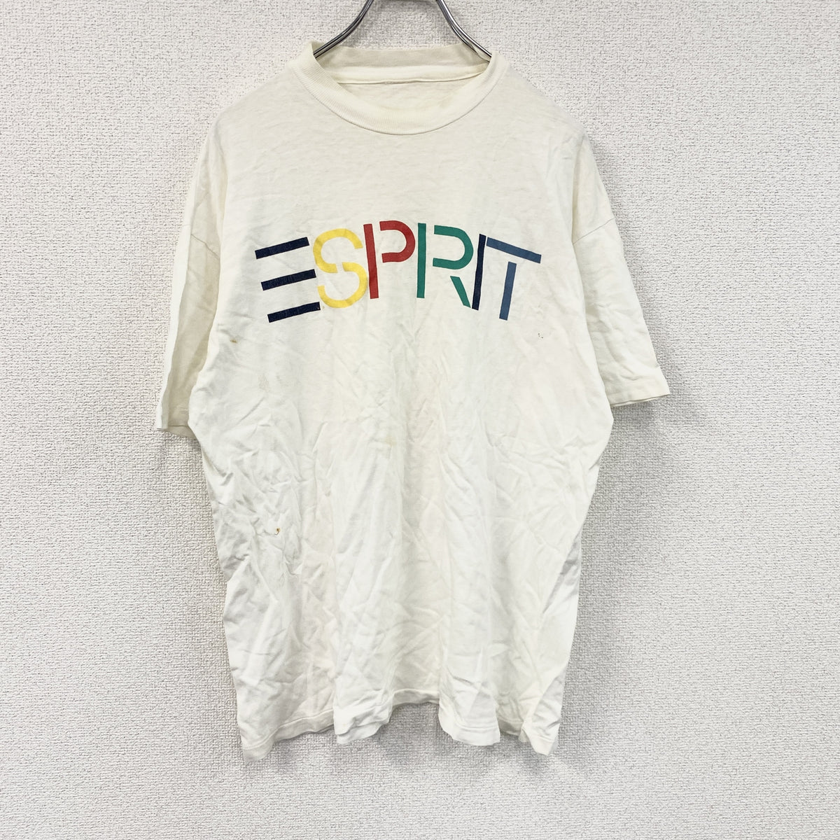 ESPRIT　エスプリ　半袖プリントTシャツ　白　ホワイト　シングルステッチ　ヴィンテージ　古着