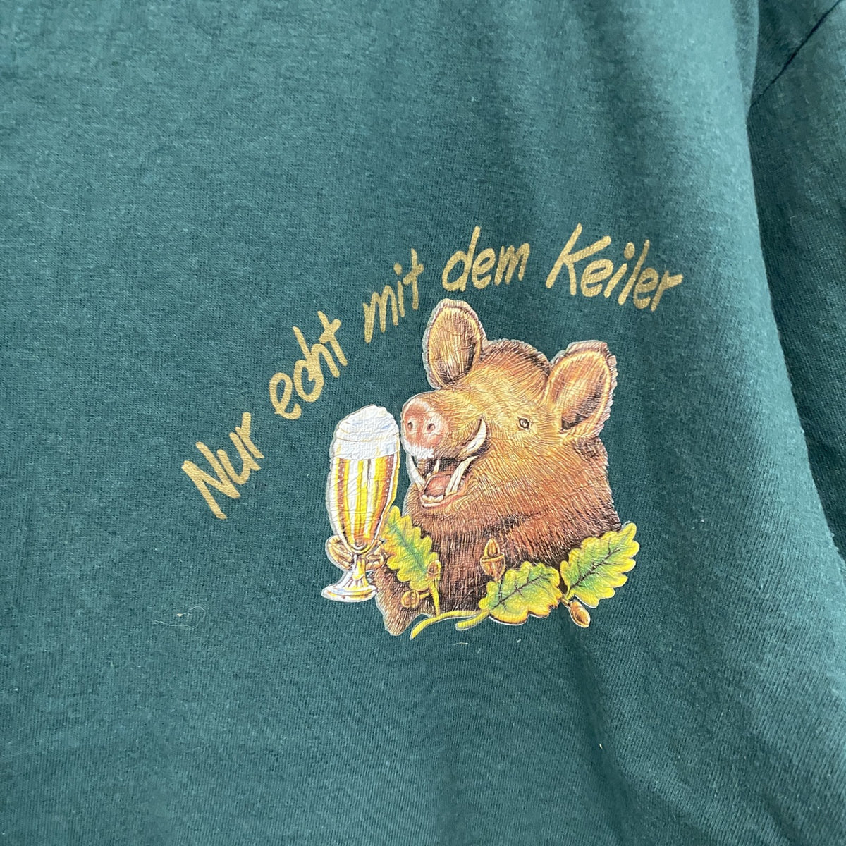 Lohrer Bier　半袖プリントTシャツ　ワンポイント　緑　グリーン　L/XLサイズ　古着