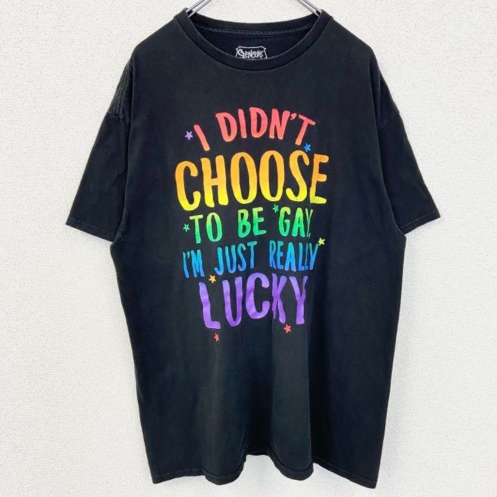 SPENCER’S　半袖英字プリントデザインTシャツ　クルーネック　黒　ブラック　春夏服　XLサイズ　古着