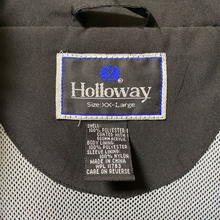 古着 used　Holloway　長袖ハーフジップナイロンジャケット　ワンポイント刺繍　バスケ　スポーツ　黒　秋冬服　2XLサイズ