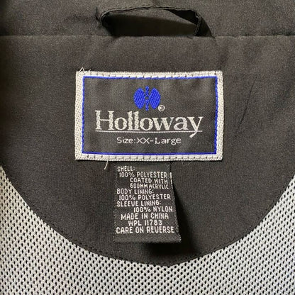 古着 used　Holloway　長袖ハーフジップナイロンジャケット　ワンポイント刺繍　バスケ　スポーツ　黒　秋冬服　2XLサイズ