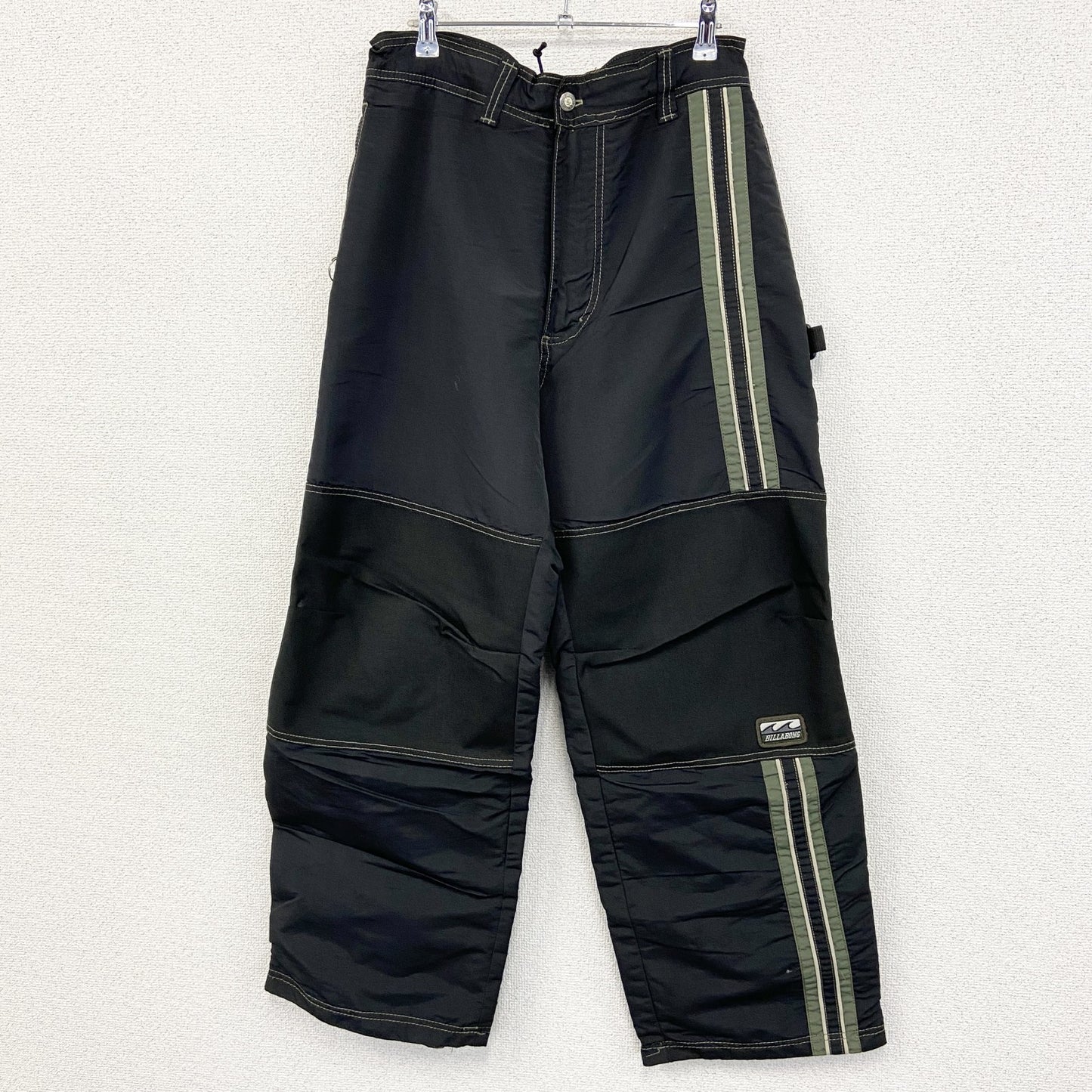 90s　Billabong　ナイロンパンツ　スキーウェア　ヴィンテージ　ファスナーポケット　黒　ブラック　Lサイズ