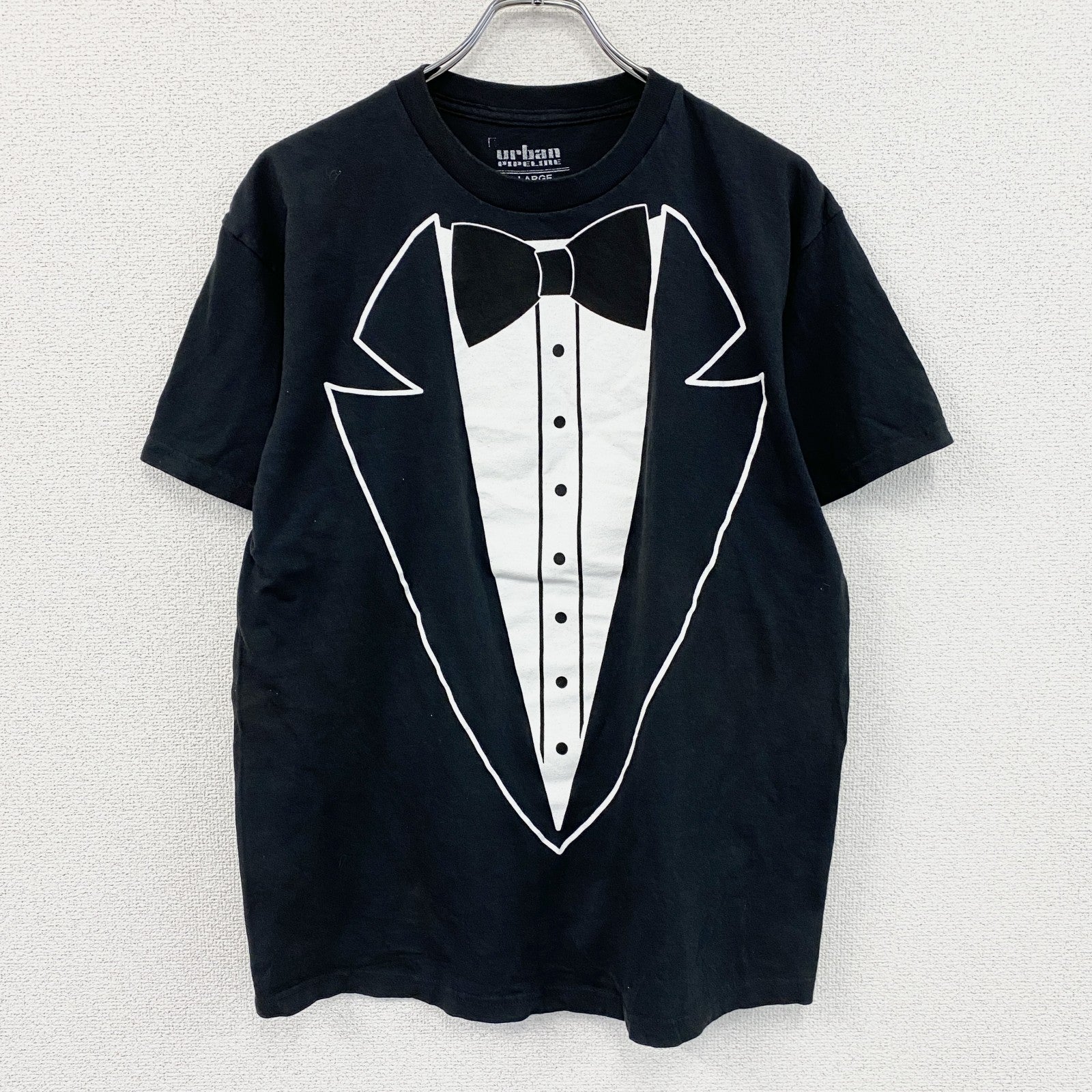 Urban Pipeline　アーバンパイプライン　半袖プリントTシャツ　だまし絵　黒　ブラック　Lサイズ カットソー メンズ コットン 古着