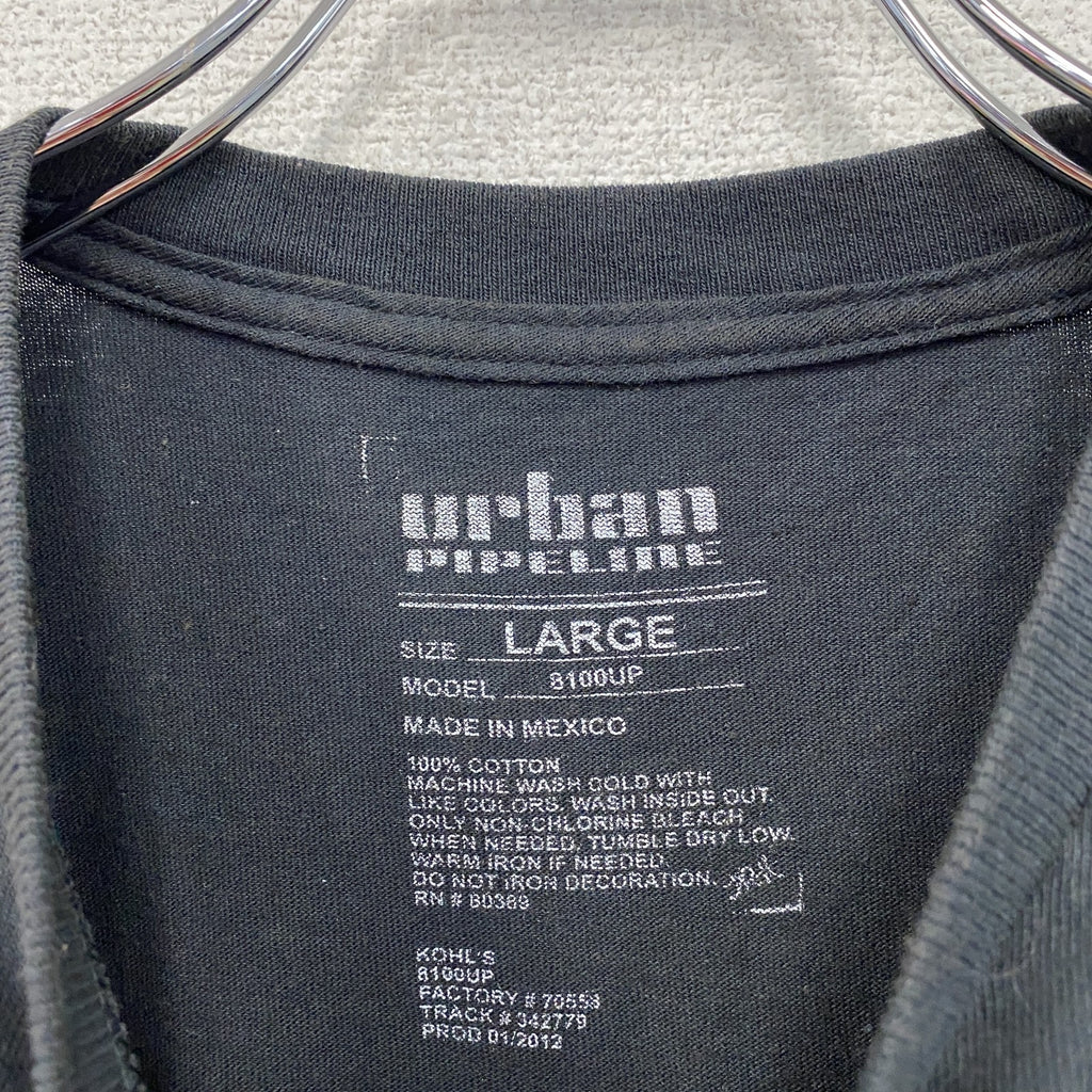Urban Pipeline　アーバンパイプライン　半袖プリントTシャツ　だまし絵　黒　ブラック　Lサイズ カットソー メンズ コットン 古着