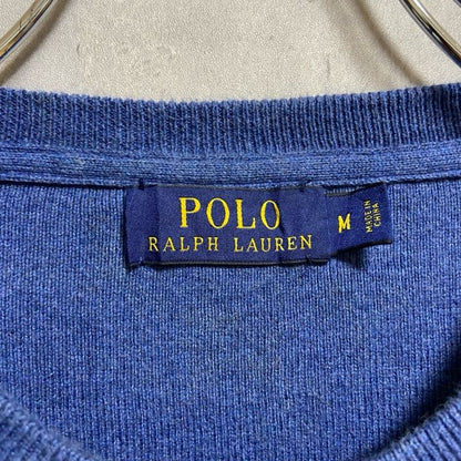 古着　used　POLORALPHLAUREN　ポロラルフローレン　長袖ワンポイント刺繍ニット　セーター　ネイビー　Mサイズ