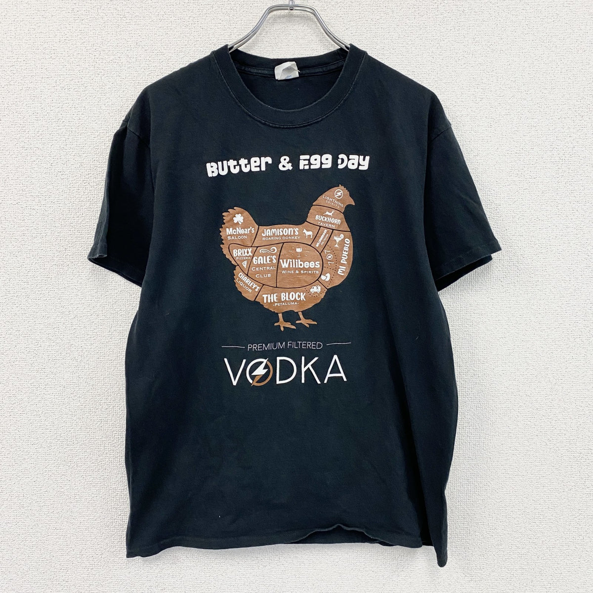 00s　PORT&COMPANY　半袖プリントTシャツ　アニマルT　ニワトリ　ヴィンテージ　黒　ブラック　Lサイズ　古着