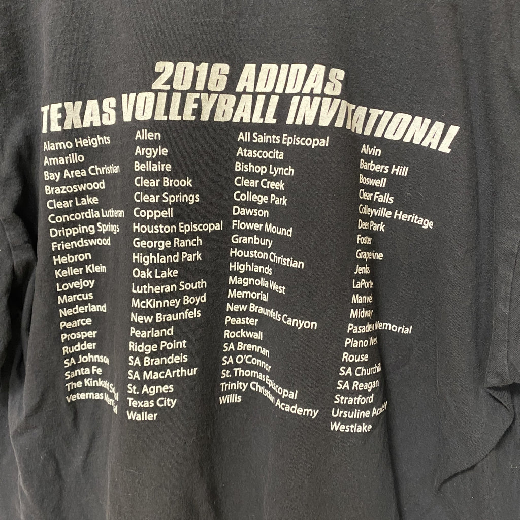 Adidas　アディダス　半袖クルーネックデザインプリントTシャツ　黒　ブラック　Texas　バレーボール　Mサイズ　古着