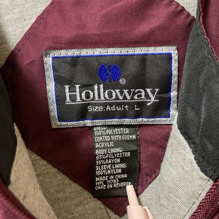 古着 used　Holloway　長袖ハーフジップナイロンジャケット　ワッペン刺繍　RAMS　ワインレッド　秋冬服　Lサイズ