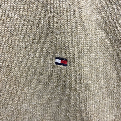 古着　used　TOMMYHILFIGER　トミーヒルフィガー　長袖ワンポイント刺繍ニット　セーター　ベージュ　XXLサイズ