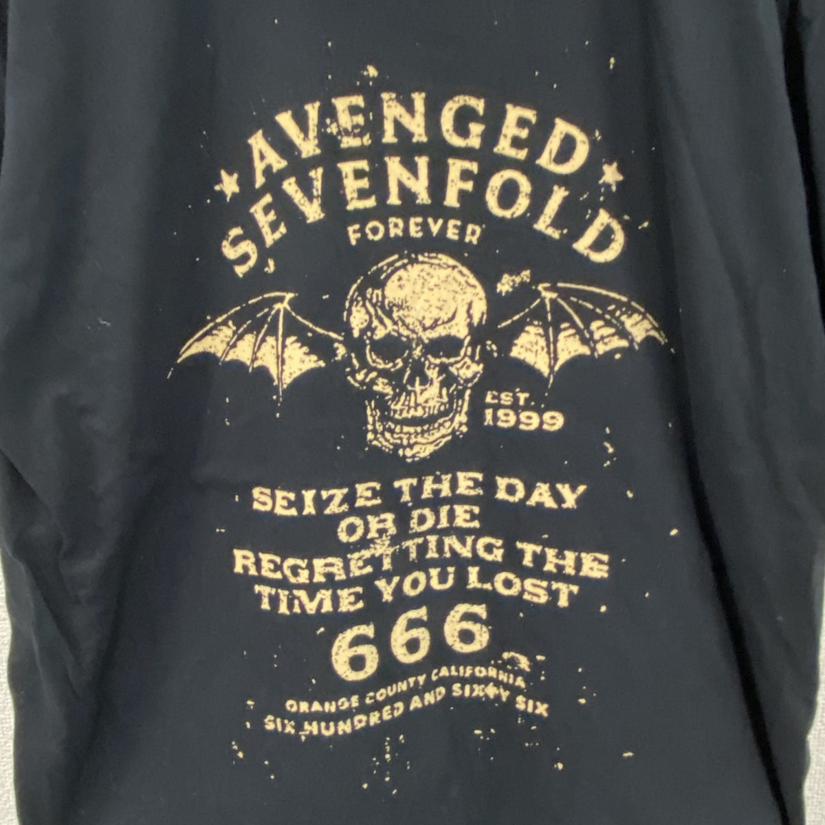 AVENGRD SEVERNFOLD　半袖プリントTシャツ　アーチプリント　スカル　骸骨　ドクロ　黒　ブラック　XXLサイズ　古着