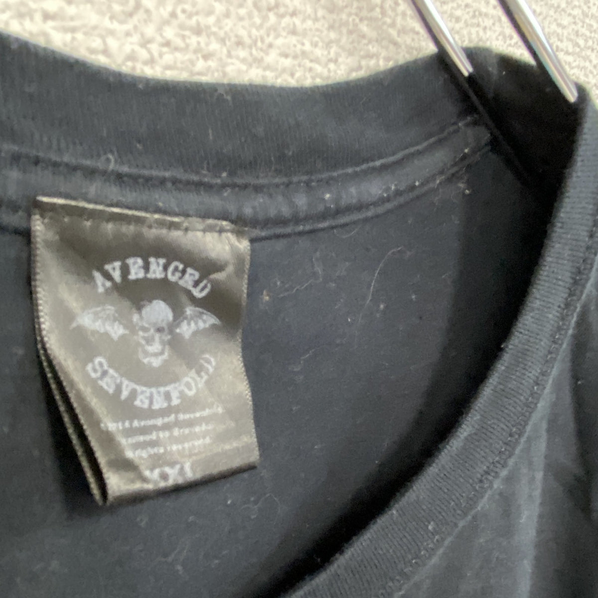AVENGRD SEVERNFOLD　半袖プリントTシャツ　アーチプリント　スカル　骸骨　ドクロ　黒　ブラック　XXLサイズ　古着
