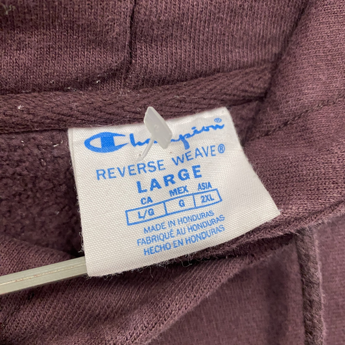 Champion　チャンピオン　リバースウィーブ　スウェットパーカー/フーディー　刺繍ロゴ　現行　深紫　ディープパープル　Lサイズ　古着