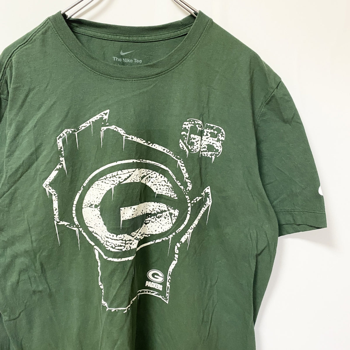 THE NIKE TEE　ナイキ　半袖クルーネックデザインプリントTシャツ　緑　グリーンベイ　パッカーズ　Mサイズ　古着