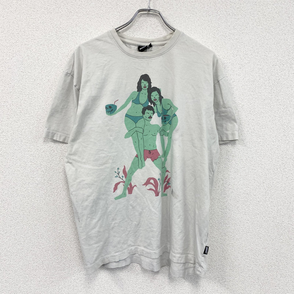 Addict　アディクト　Sean Morris　ショーンモーリス　半袖コラボプリントTシャツ　白　ホワイト　2XLサイズ　古着