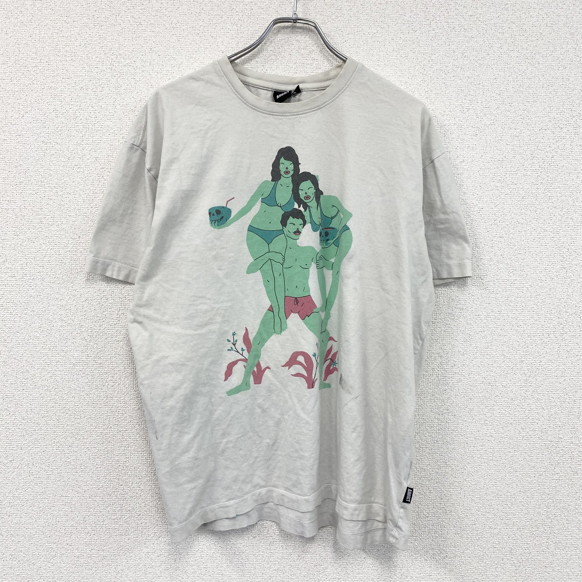 Addict　アディクト　Sean Morris　ショーンモーリス　半袖コラボプリントTシャツ　白　ホワイト　2XLサイズ　古着