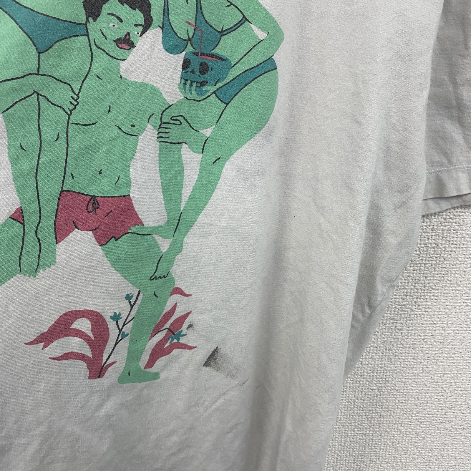 Addict　アディクト　Sean Morris　ショーンモーリス　半袖コラボプリントTシャツ　白　ホワイト　2XLサイズ　古着