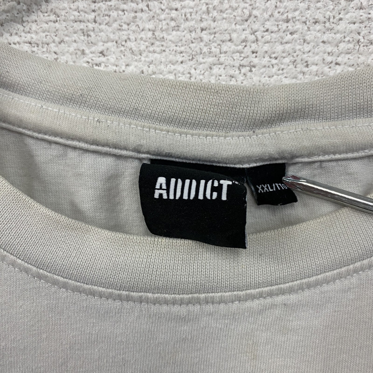 Addict　アディクト　Sean Morris　ショーンモーリス　半袖コラボプリントTシャツ　白　ホワイト　2XLサイズ　古着