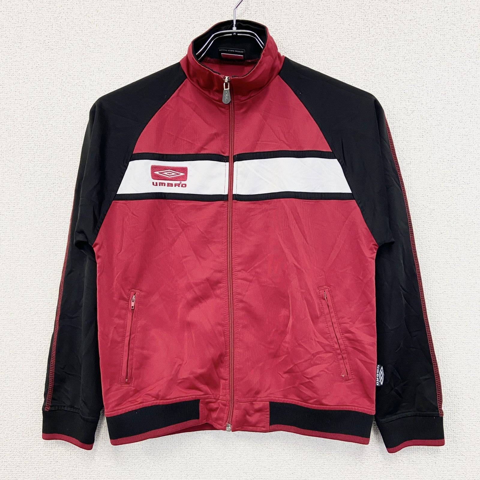 Umbro　アンブロ　トラックジャケット/ジャージ　トライカラー　赤　レッド　白　ホワイト　黒　ブラック　152　古着