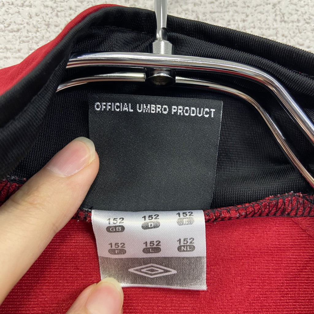 Umbro　アンブロ　トラックジャケット/ジャージ　トライカラー　赤　レッド　白　ホワイト　黒　ブラック　152　古着