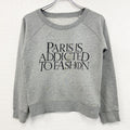 スウェット/トレーナー　ラグランスリーブ　3連プリント　メッセージ　英字プリント　Paris　パリ　ビックデザイン　灰色　グレー　古着