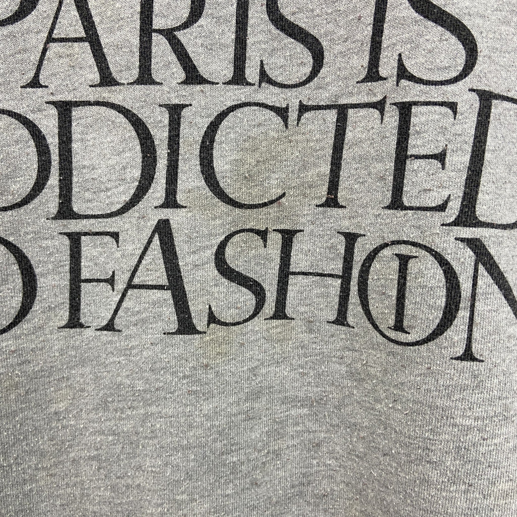 スウェット/トレーナー　ラグランスリーブ　3連プリント　メッセージ　英字プリント　Paris　パリ　ビックデザイン　灰色　グレー　古着