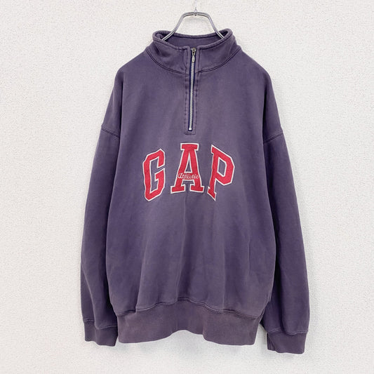 90s　OLD GAP　オールドギャップ　ハーフジッププルオーバースウェット/トレーナー　ナス紺　ネイビー　Lサイズ