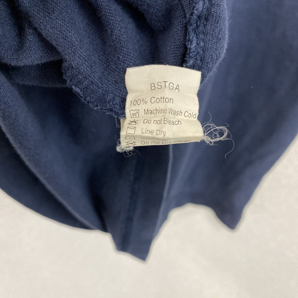 00s　BLUE　半袖プリントTシャツ　アーチプリント　Track and field　紺　ネイビー　XLサイズ　古着