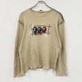 HEMISPHERE　へミスフィア　チェゲバラ　長袖プリントTシャツ/ロンT　ダメージ加工　ベージュ　Mサイズ　古着