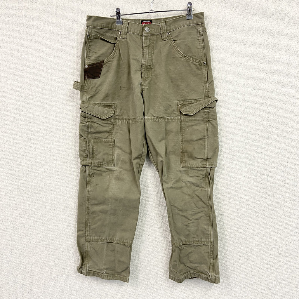 Wrangler　ラングラー　カーゴパンツ　ワークパンツ　リップストップ　ジップフライ　カーキ　古着