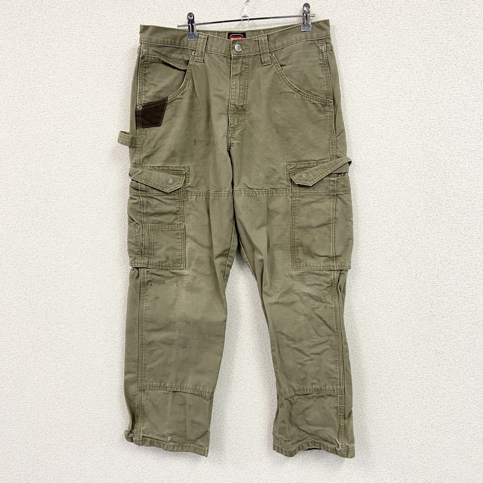 Wrangler　ラングラー　カーゴパンツ　ワークパンツ　リップストップ　ジップフライ　カーキ　古着