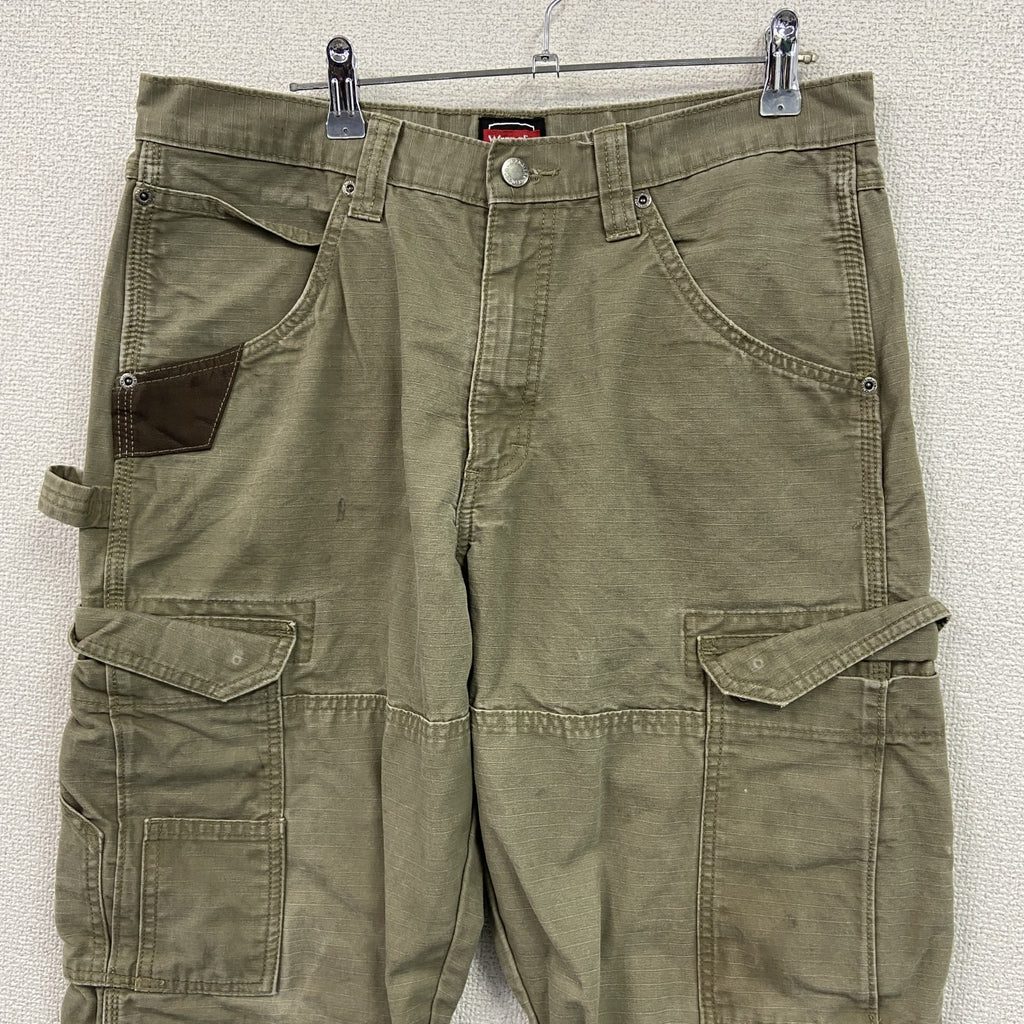 Wrangler　ラングラー　カーゴパンツ　ワークパンツ　リップストップ　ジップフライ　カーキ　古着