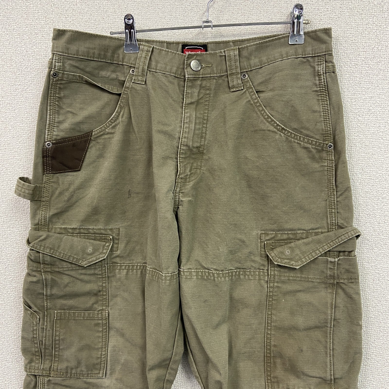 Wrangler　ラングラー　カーゴパンツ　ワークパンツ　リップストップ　ジップフライ　カーキ　古着