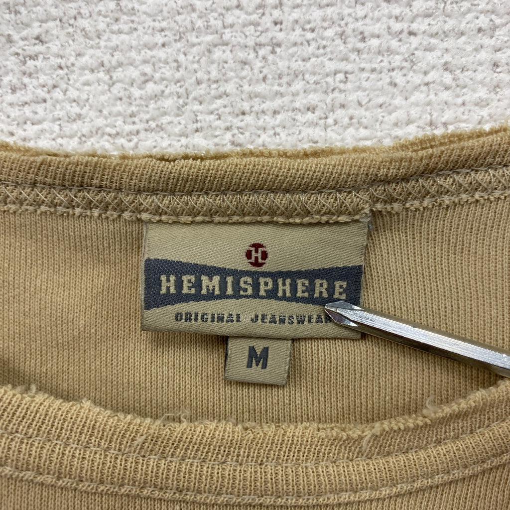 HEMISPHERE　へミスフィア　チェゲバラ　長袖プリントTシャツ/ロンT　ダメージ加工　ベージュ　Mサイズ　古着