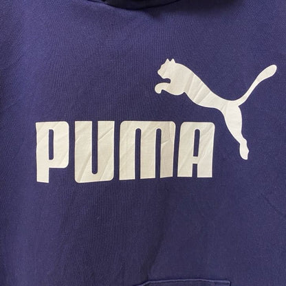 古着 used　PUMA　プーマ　長袖ロゴプリントパーカー　スウェットプルオーバー　フーディー　紺　ネイビー　秋冬服