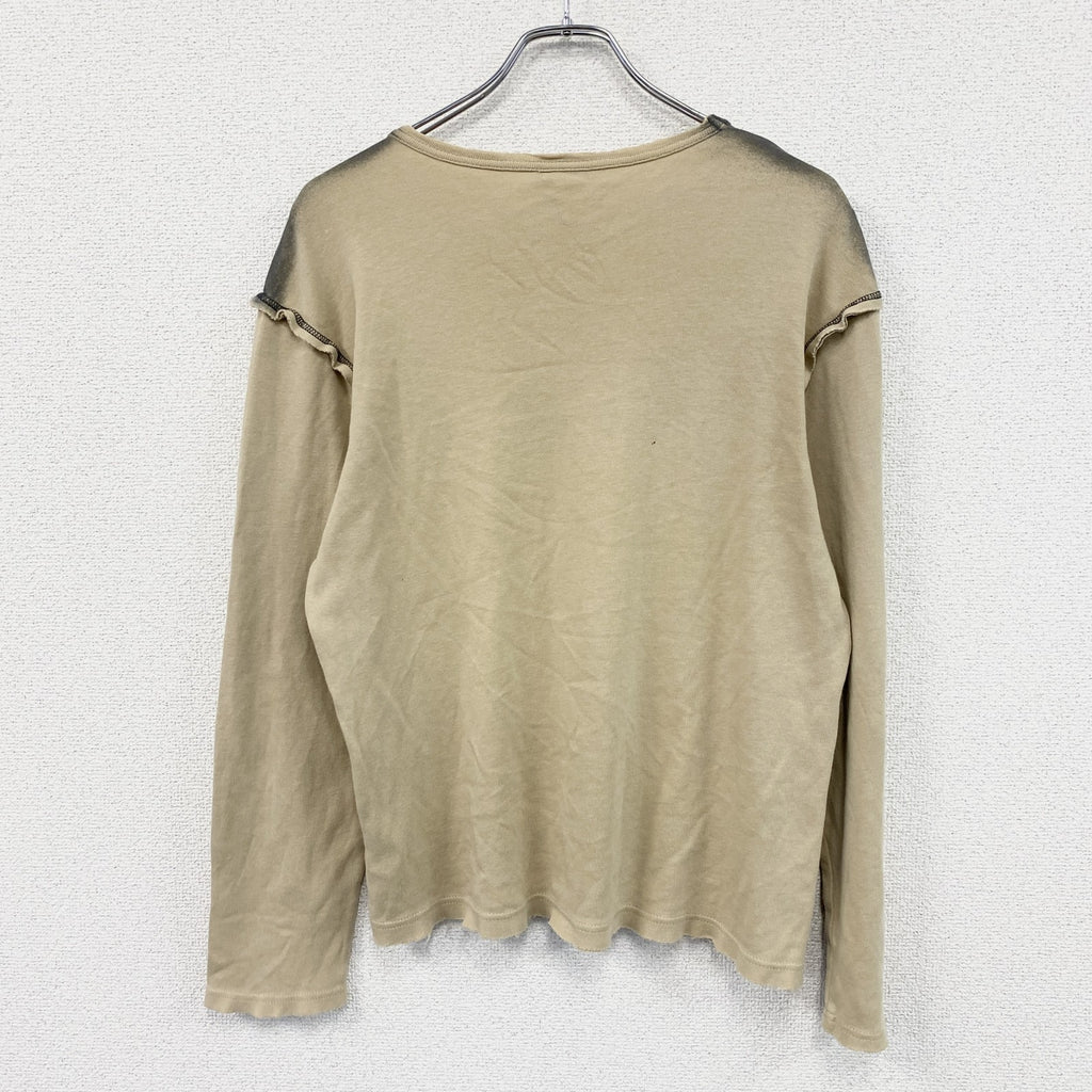 HEMISPHERE　へミスフィア　チェゲバラ　長袖プリントTシャツ/ロンT　ダメージ加工　ベージュ　Mサイズ　古着