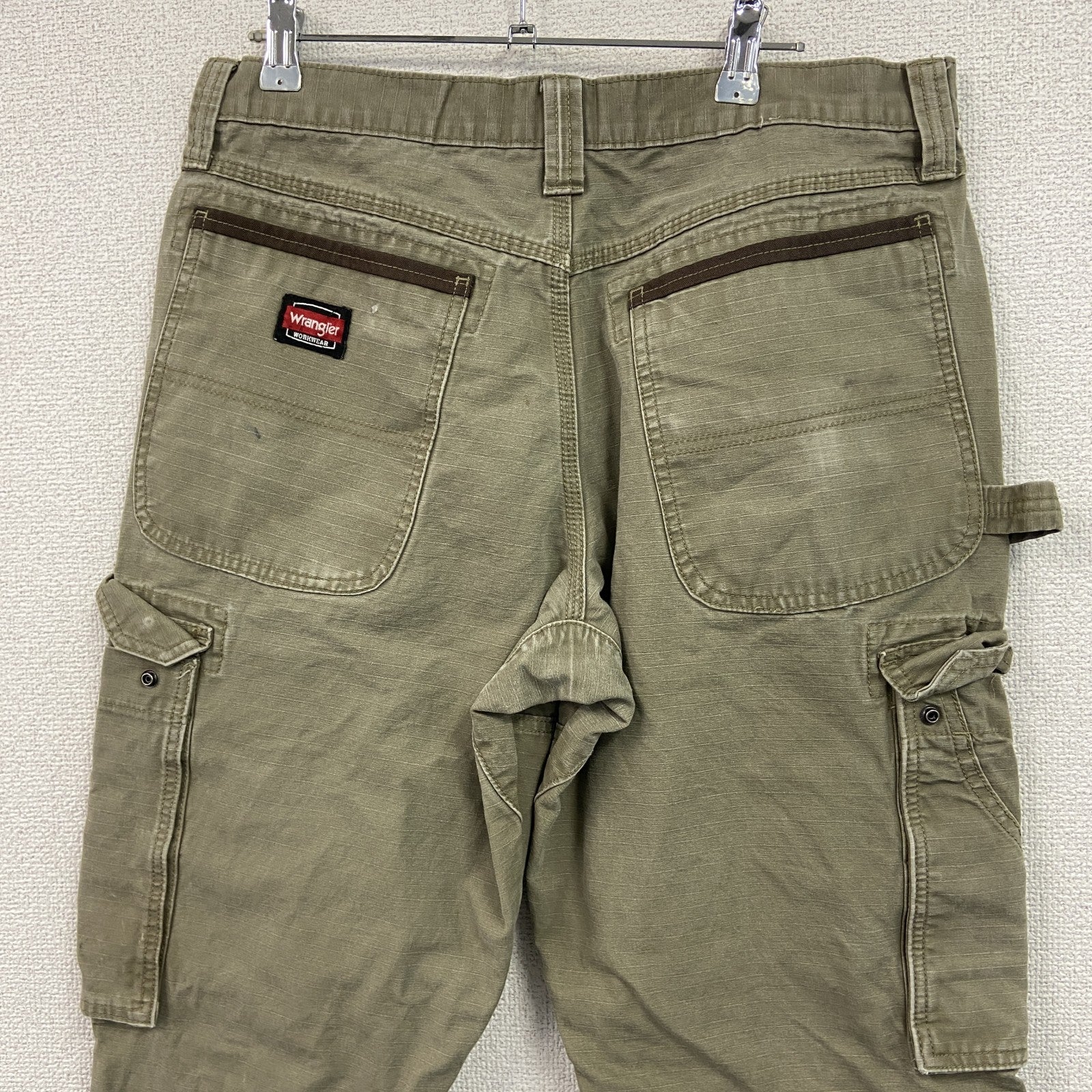 Wrangler　ラングラー　カーゴパンツ　ワークパンツ　リップストップ　ジップフライ　カーキ　古着