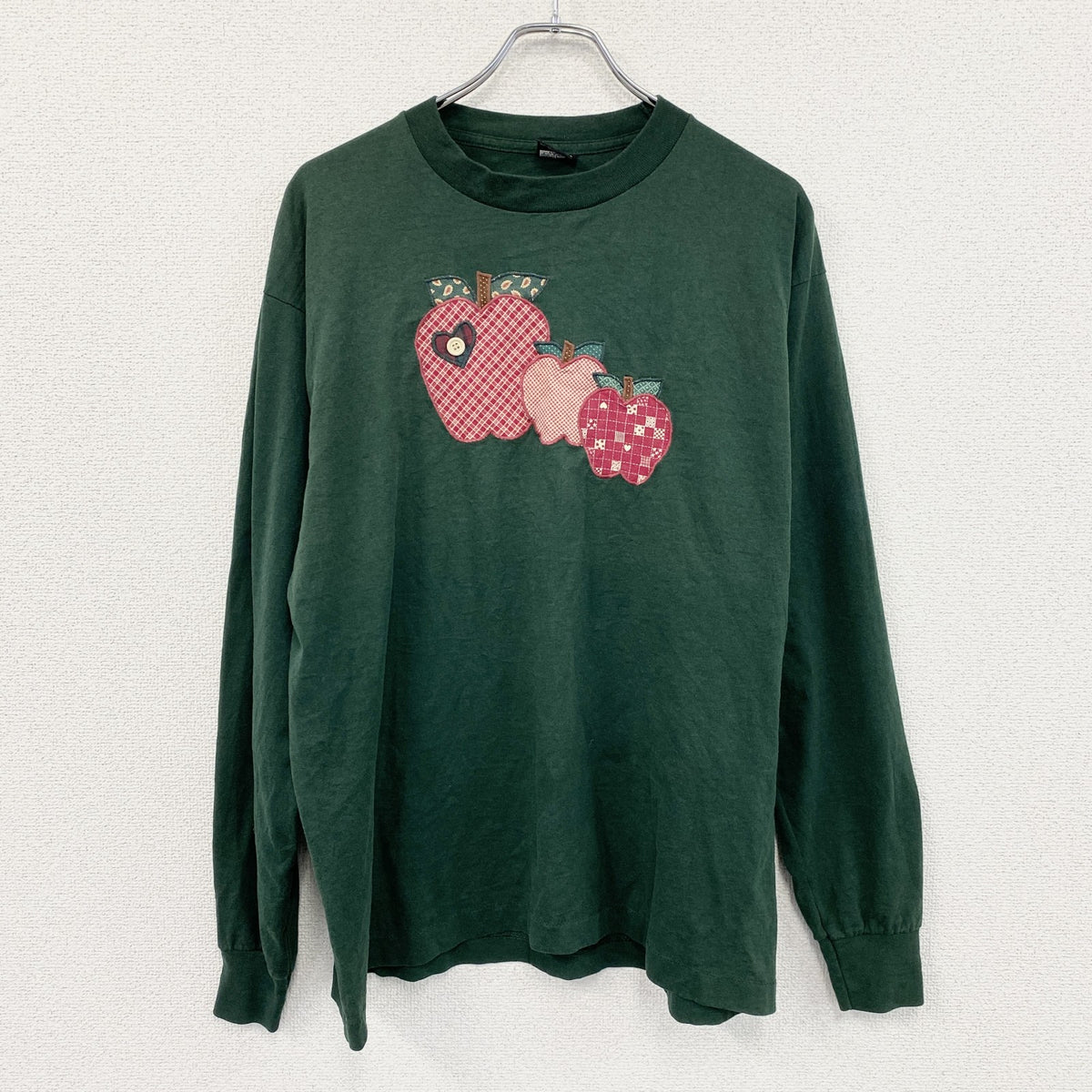 ～90s　BEST FRUIT OF THE LOOM　長袖Tシャツ/ロンT　シングルステッチ　緑　グリーン　XLサイズ　　ヴィンテージ　古着