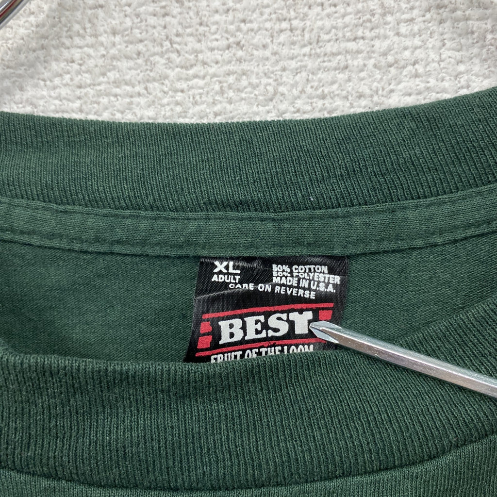 ～90s　BEST FRUIT OF THE LOOM　長袖Tシャツ/ロンT　シングルステッチ　緑　グリーン　XLサイズ　　ヴィンテージ　古着
