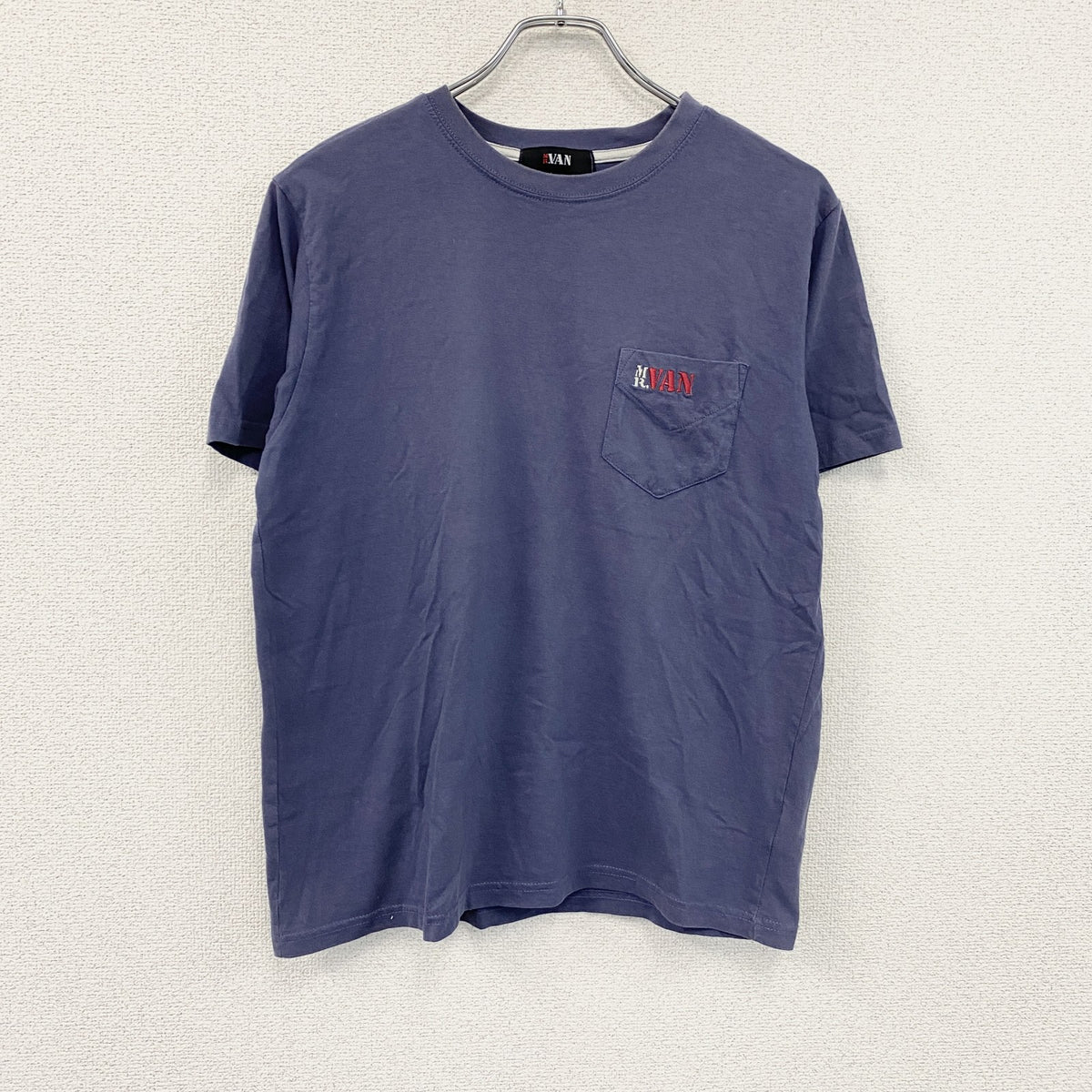 VAN JACKET INC.　ヴァンヂャケット　半袖Tシャツ　フロッキープリント　アーチプリント　紺　ネイビー　Mサイズ　古着