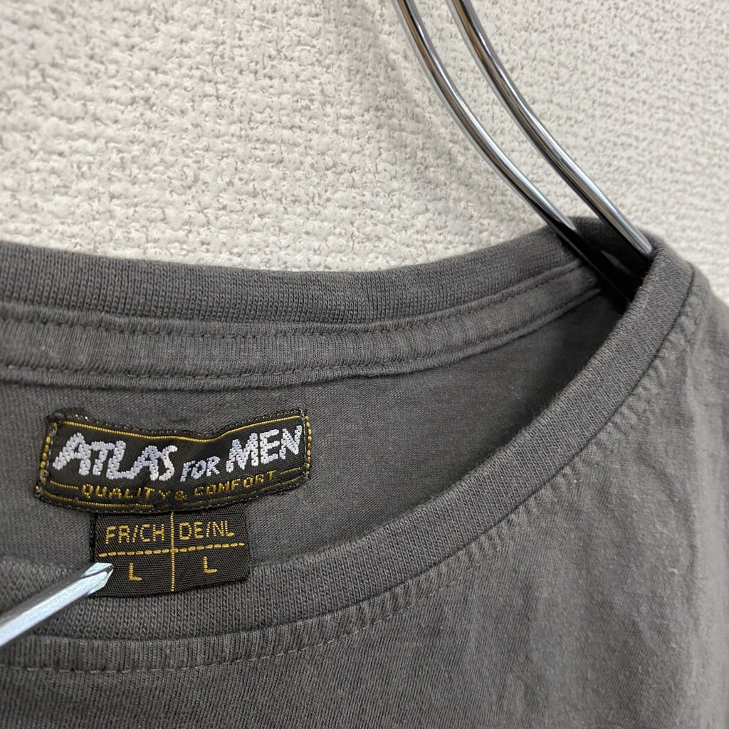 ATLAS FOR MEN　半袖プリントTシャツ　鷹　灰色　グレー　Lサイズ　古着