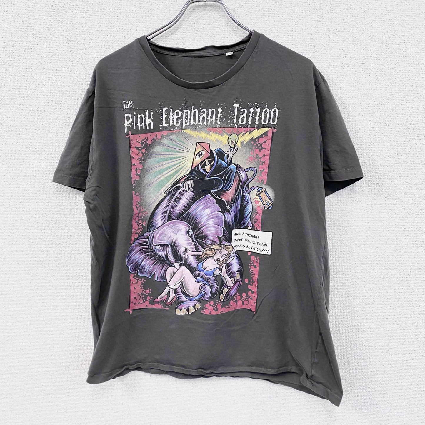 The Pink Elephant Tatoo　半袖プリントTシャツ　灰色　グレー　XXLサイズ