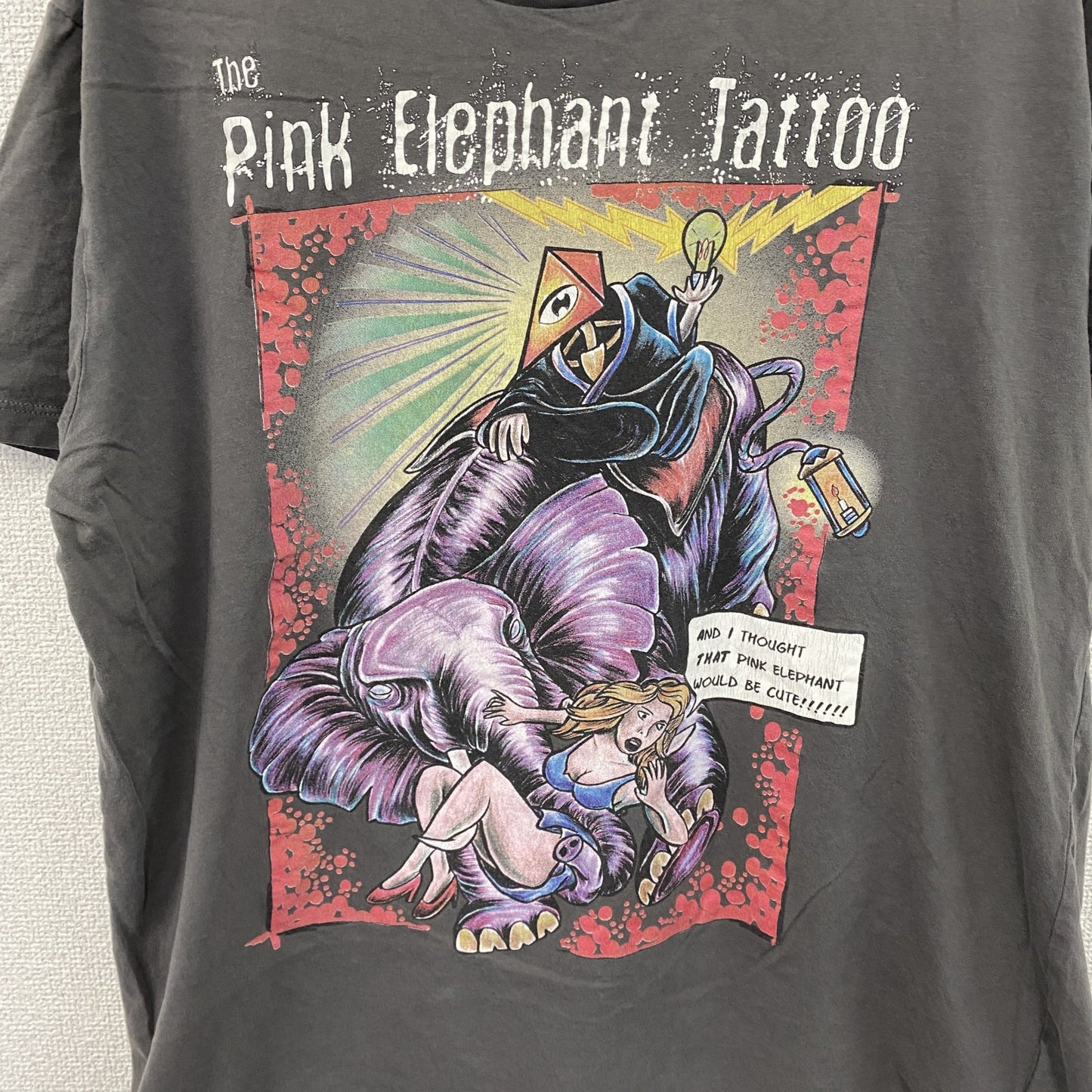 The Pink Elephant Tatoo　半袖プリントTシャツ　灰色　グレー　XXLサイズ