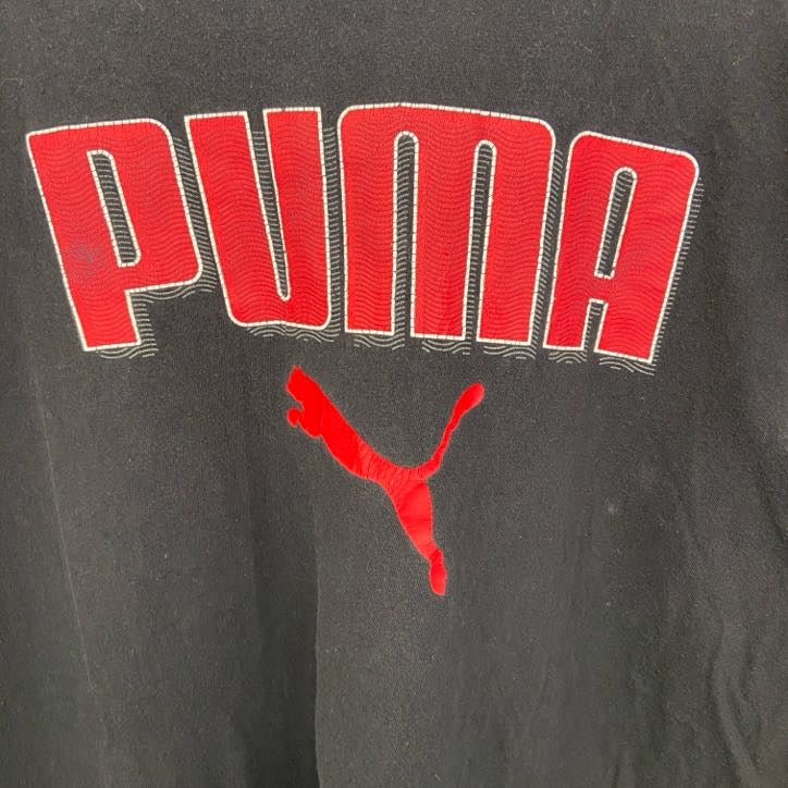 PUMA プーマ　半袖ビッグロゴプリントTシャツ　クルーネック　スポーツウェア　レトロ　黒　ブラック　Mサイズ　古着