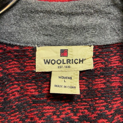 古着　used　WOOLRICH　ウールリッチ　長袖ハーフジップニット　セーター　千鳥柄　ワッペン付き　ダークグレー　Lサイズ