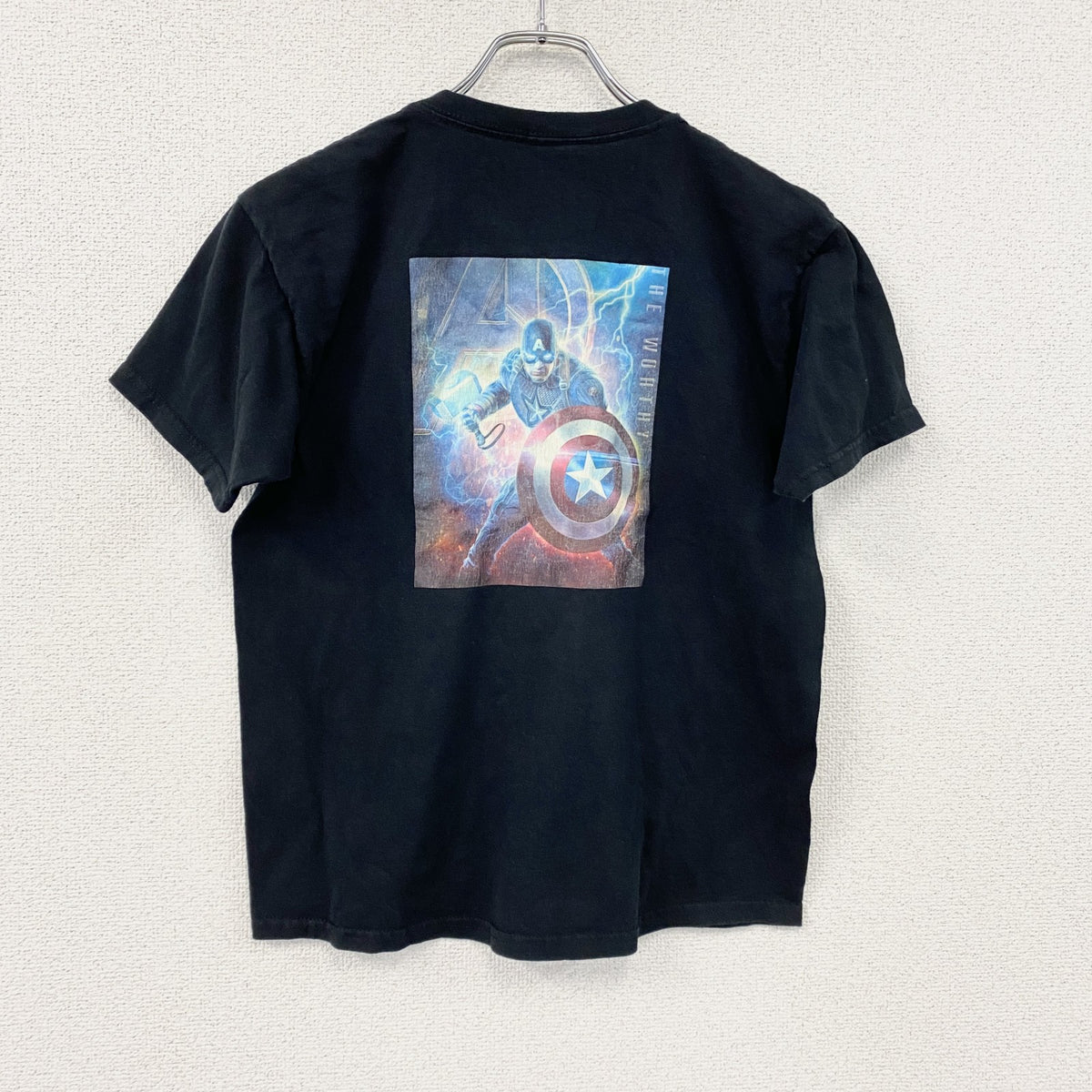 MARVEL　マーベル　Captain America　キャプテンアメリカ　半袖プリントキャラクターTシャツ　黒　ブラック　古着