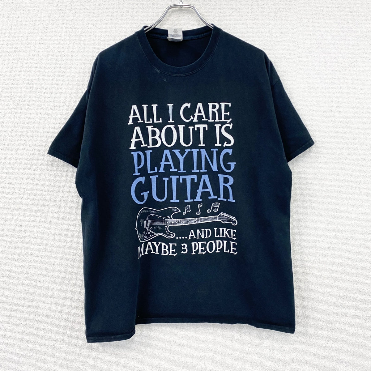 GILDAN　ギルダン　半袖プリントメッセージTシャツ　6連プリント　英字プリント　黒　ブラック　XLサイズ カットソー メンズ コットン 古着