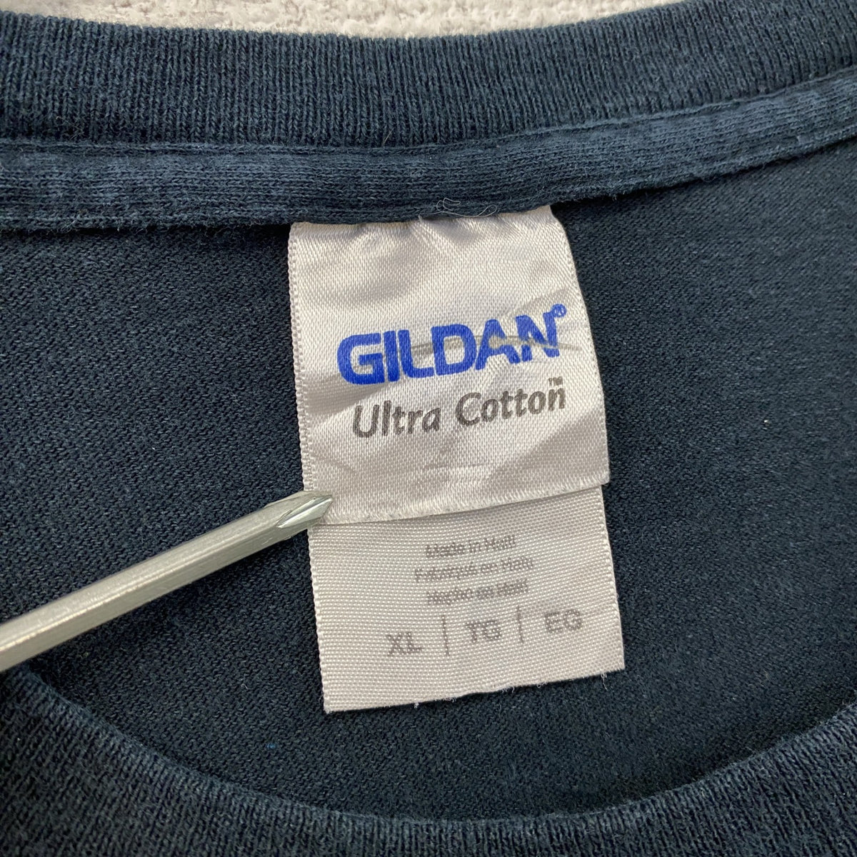 GILDAN　ギルダン　半袖プリントメッセージTシャツ　6連プリント　英字プリント　黒　ブラック　XLサイズ カットソー メンズ コットン 古着