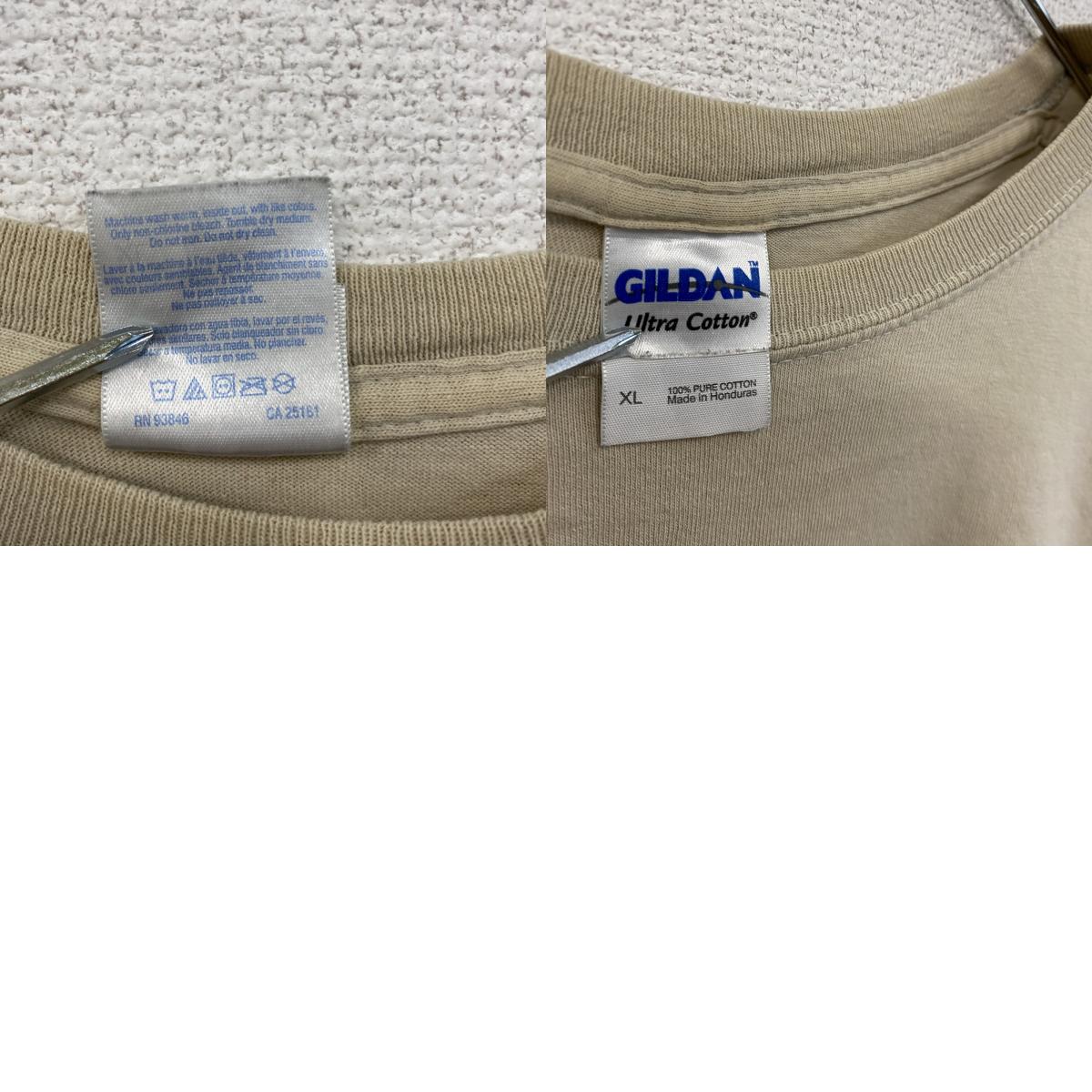 GILDAN　ギルダン　半袖プリントTシャツ　ベージュ　XLサイズ