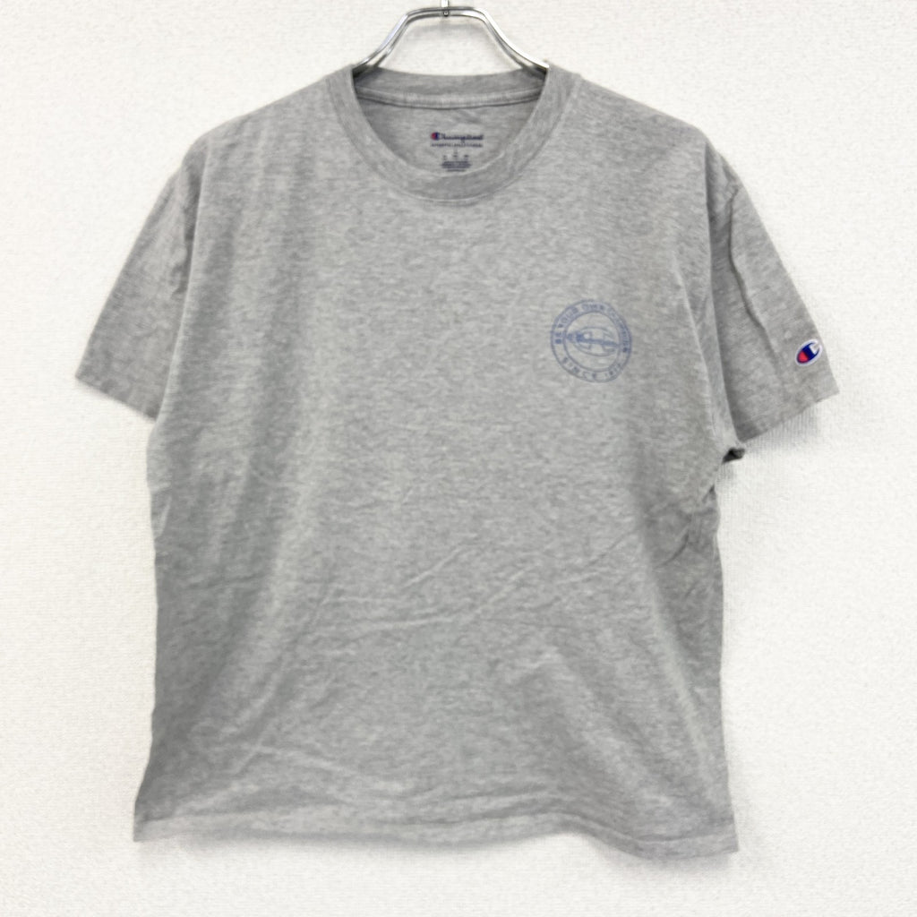 champion　チャンピオン　半袖プリントTシャツ　デカロゴ　両面プリント　現行　灰色　グレー　Lサイズ　古着