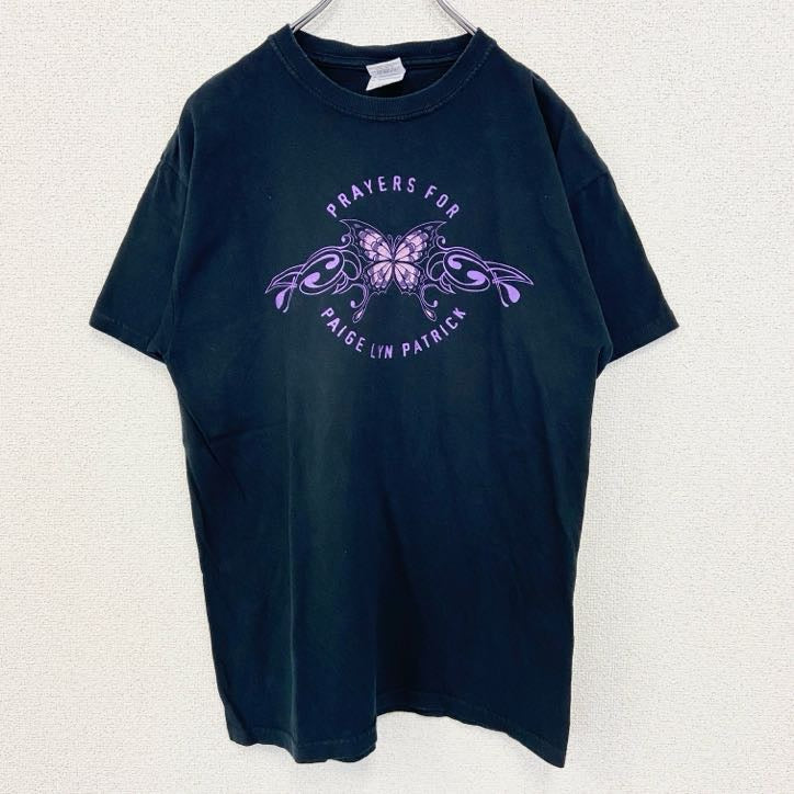 GILDAN ギルダン　半袖プリントTシャツ　バタフライデザイン　Y2K　クルーネック　黒　ブラック　Mサイズ　古着
